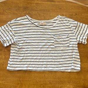 Hollister Girls White Blue stripes short sleeve shirt Small